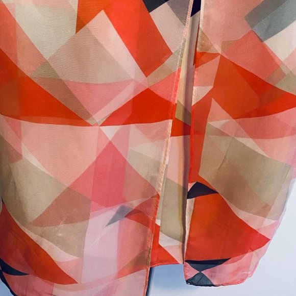 Vince Camuto Pink & Red Geometric Layered Blouse - Picture 15 of 16